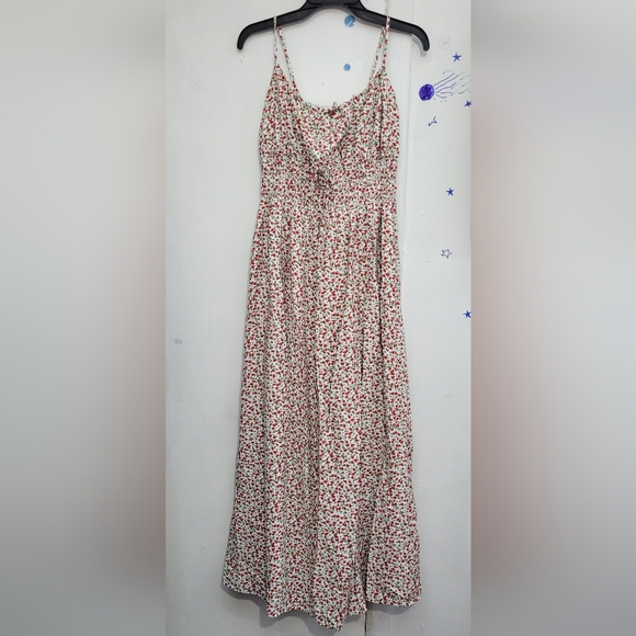 NWT Abercrombie & Fitch Smocked Tie-Front Maxi Dress Size Medium T. - Picture 1 of 9